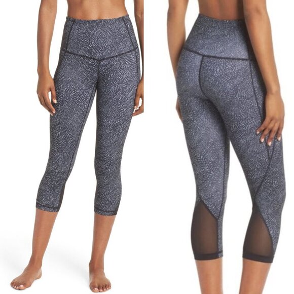 Zella Hatha High Waisted Cropped Capri Mesh Panel Athletic Leggings Small - Picture 1 of 7
